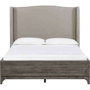 Cicero Upholstered Wingback Bed in Slate Grey