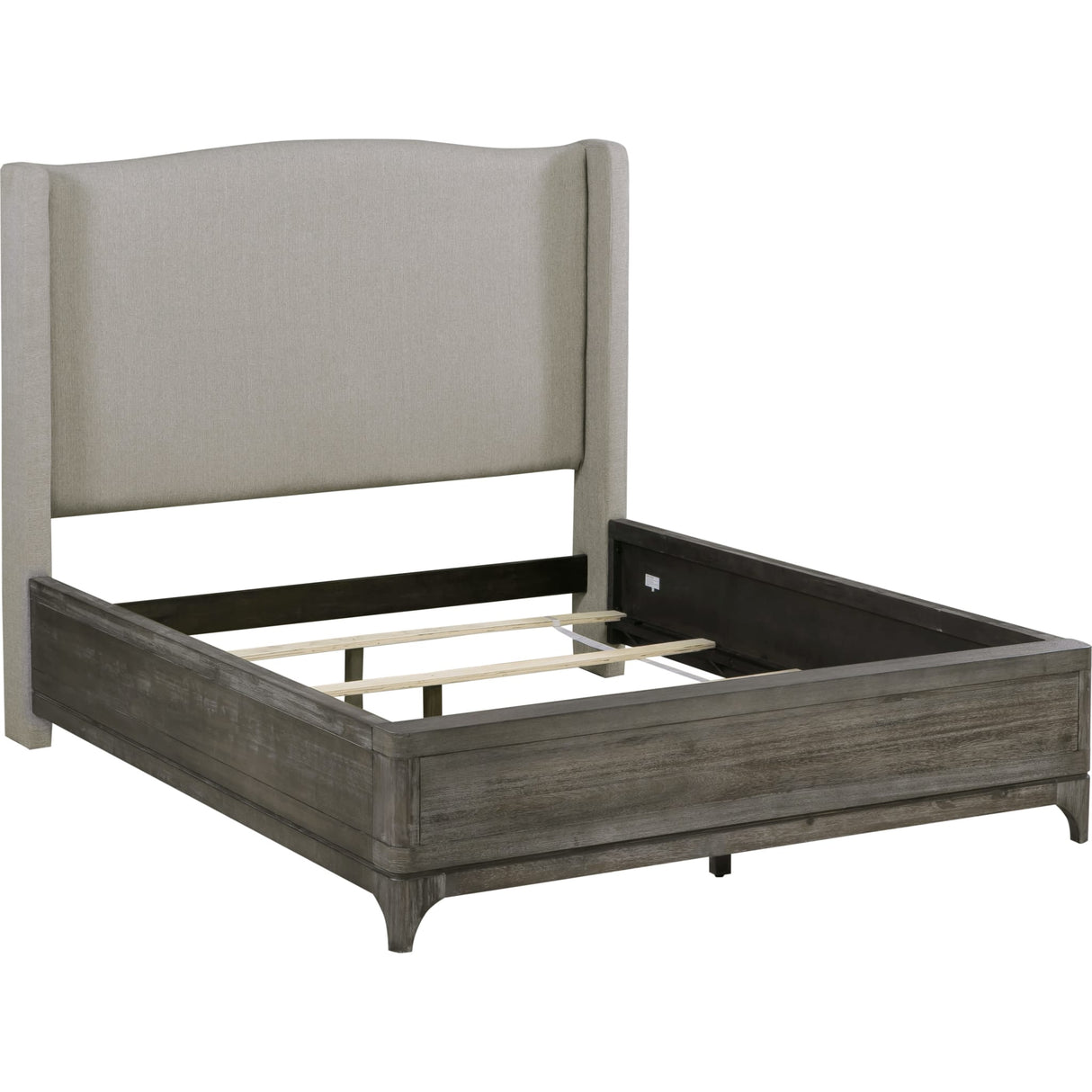 Cicero Upholstered Wingback Bed in Slate Grey