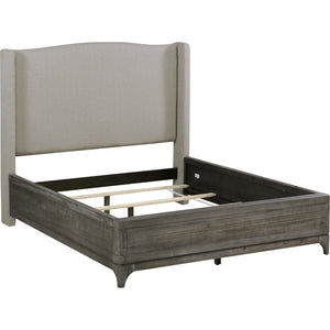 Cicero Upholstered Wingback Bed in Slate Grey