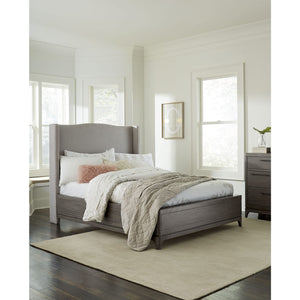 Cicero Upholstered Wingback Bed in Slate Grey