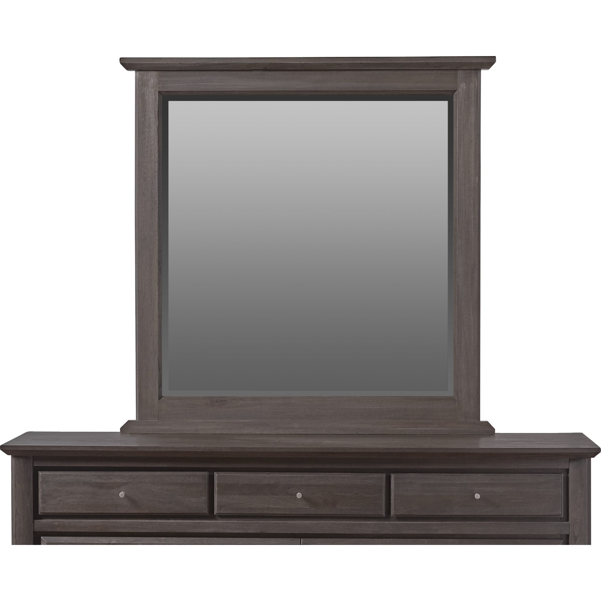 City II Beveled Glass Mirror in Basalt Gray