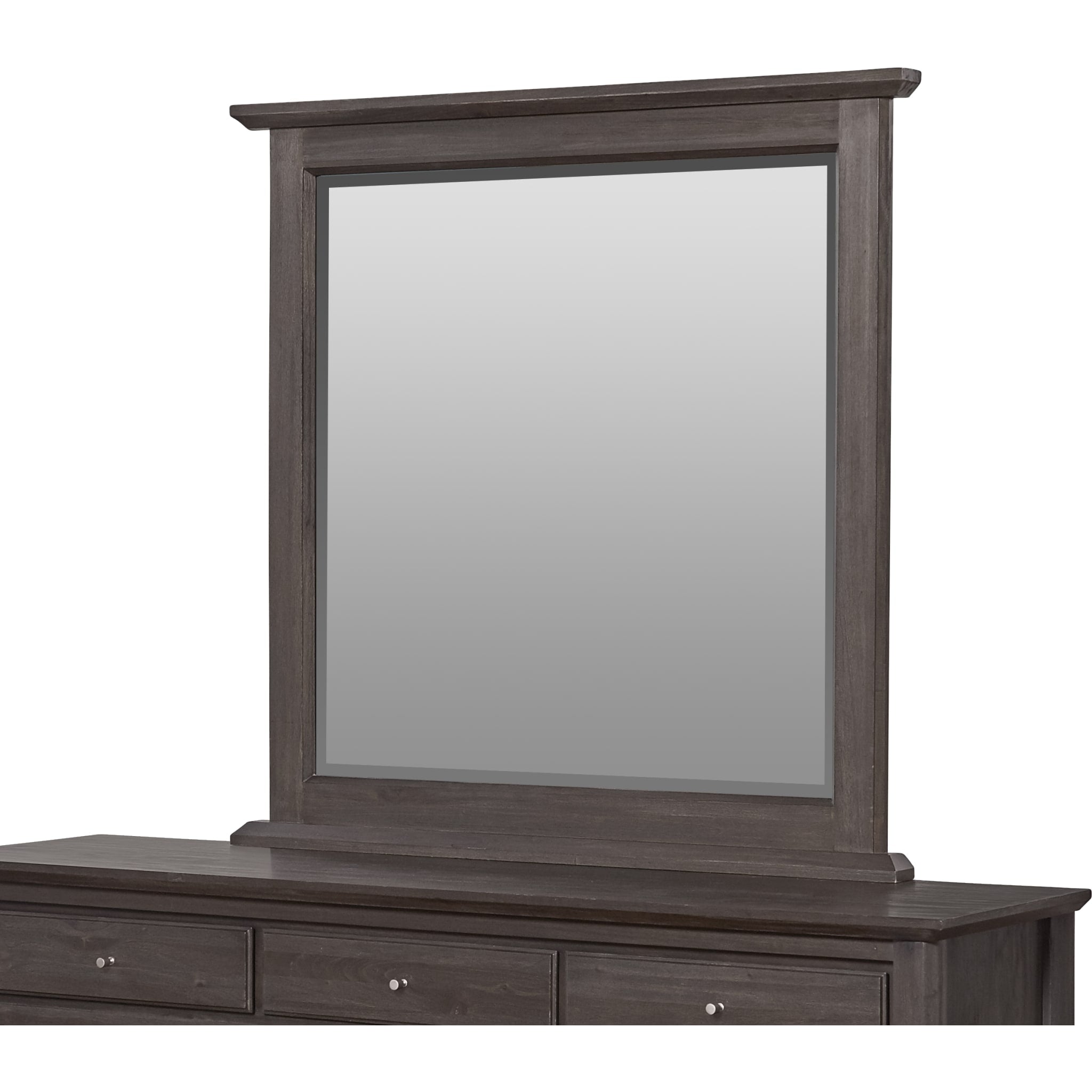 City II Beveled Glass Mirror in Basalt Gray