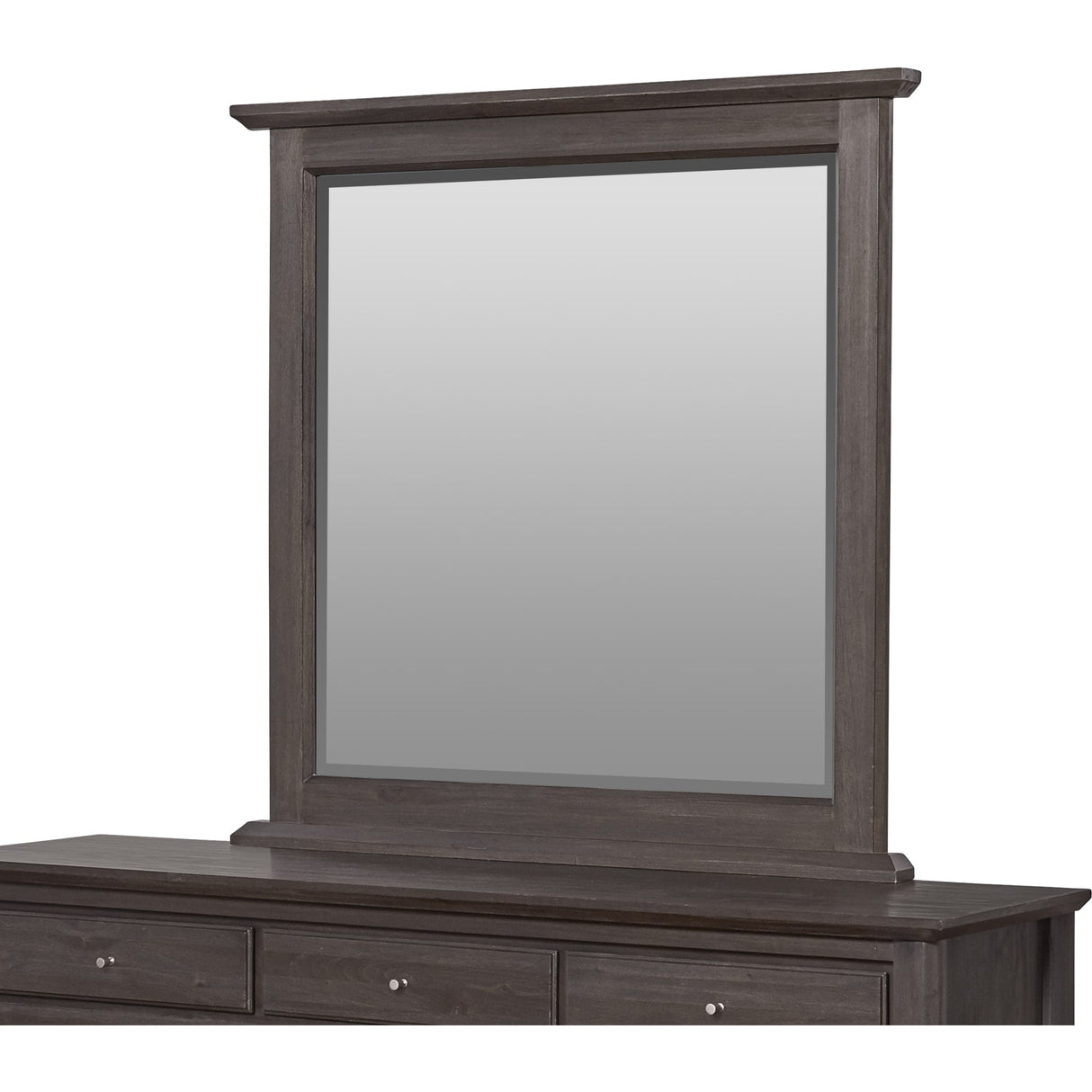 City II Beveled Glass Mirror in Basalt Gray