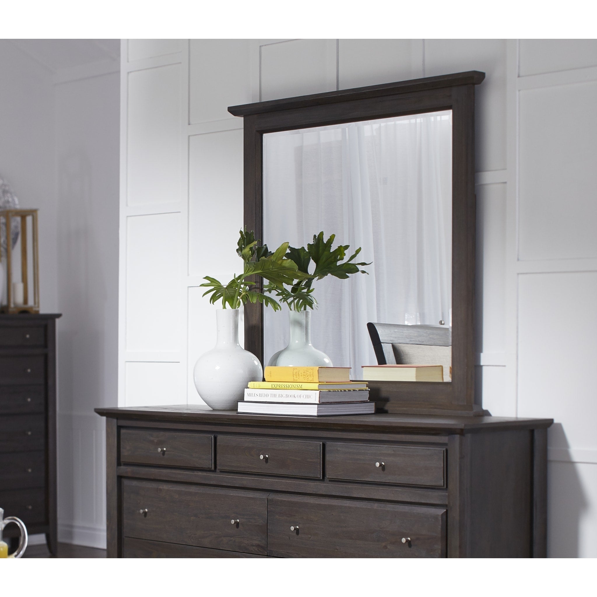 City II Beveled Glass Mirror in Basalt Gray