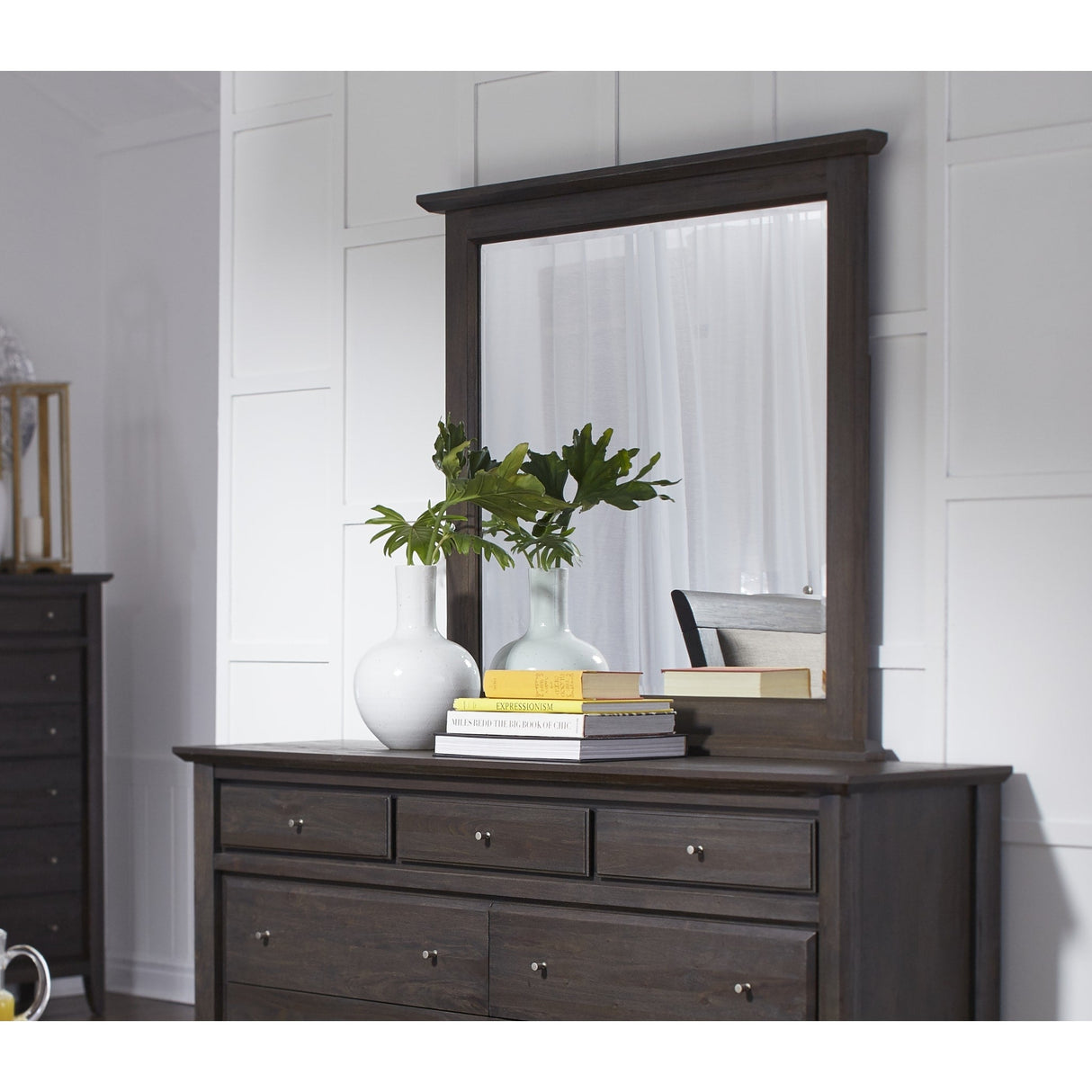 City II Beveled Glass Mirror in Basalt Gray