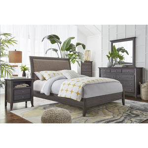 City II Upholstered Sleigh Bed in Basalt Gray