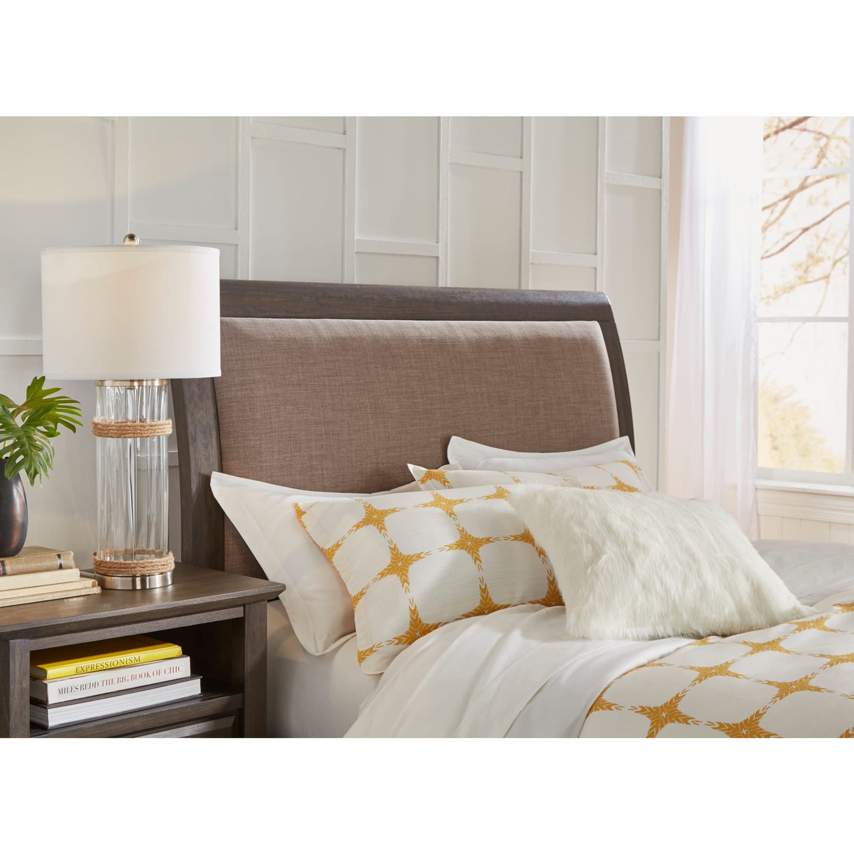 City II Upholstered Sleigh Bed in Basalt Gray