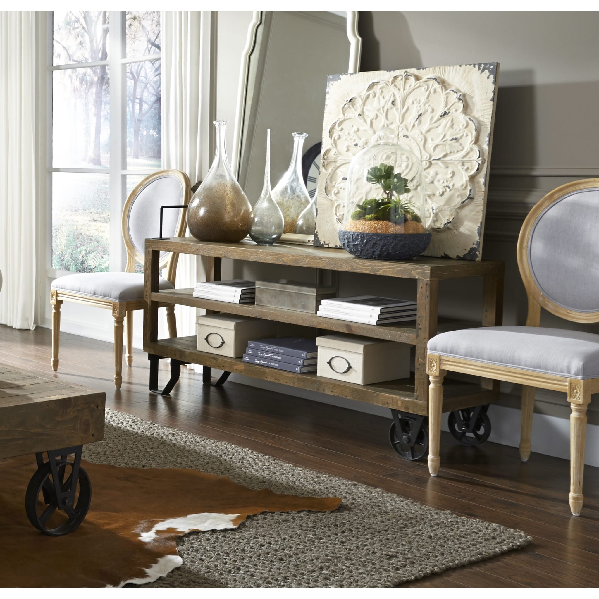 Coalburn Reclaimed Wood Media Console in Russett Brown