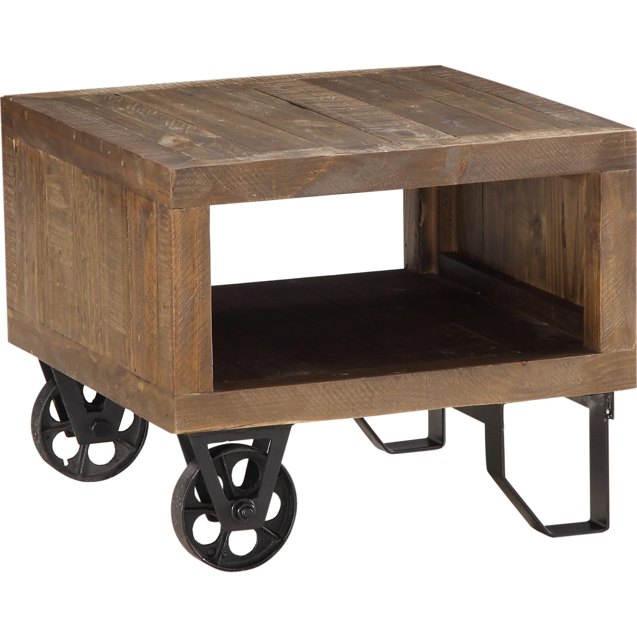 Coalburn Reclaimed Wood Square Side Table in Russett Brown