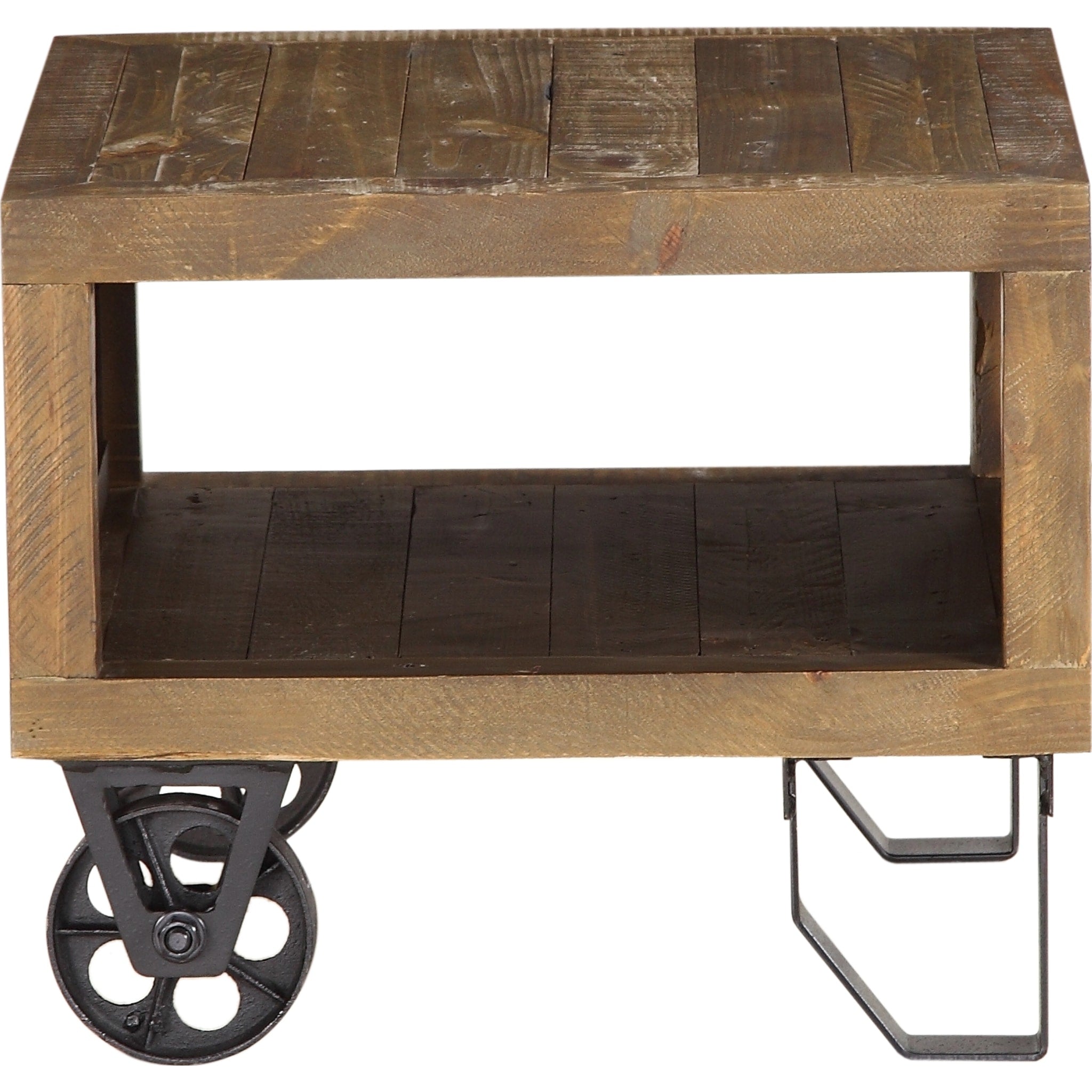 Coalburn Reclaimed Wood Square Side Table in Russett Brown