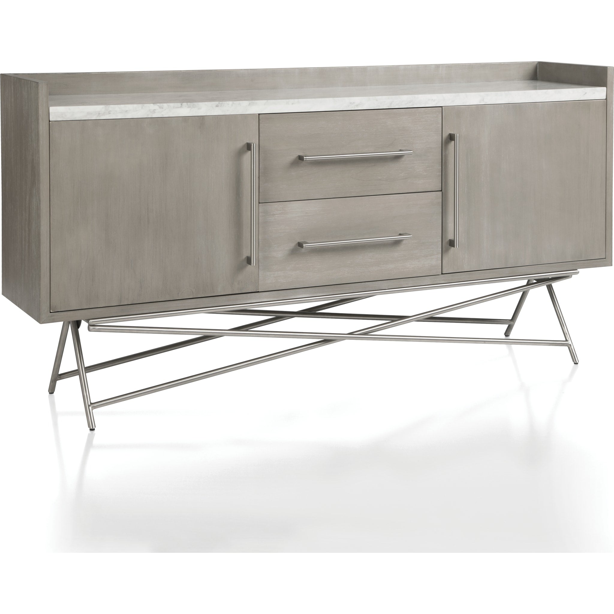 Coral Marble Top Rectangular Sideboard in Antique Grey