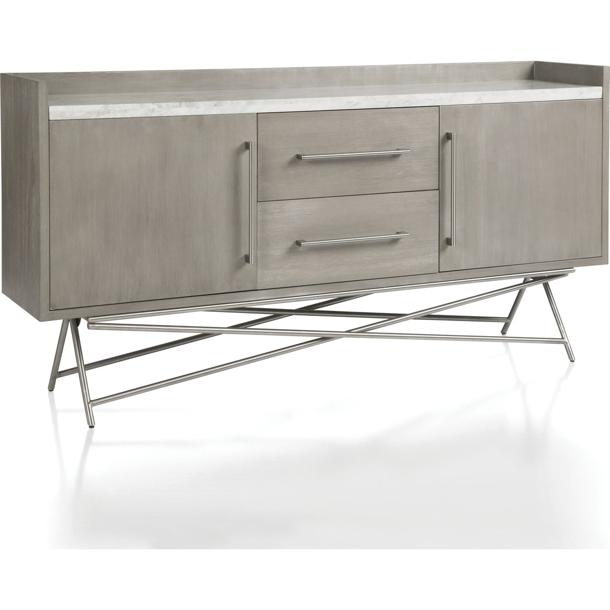 Coral Marble Top Rectangular Sideboard in Antique Grey