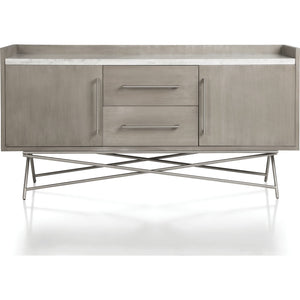 Coral Marble Top Rectangular Sideboard in Antique Grey