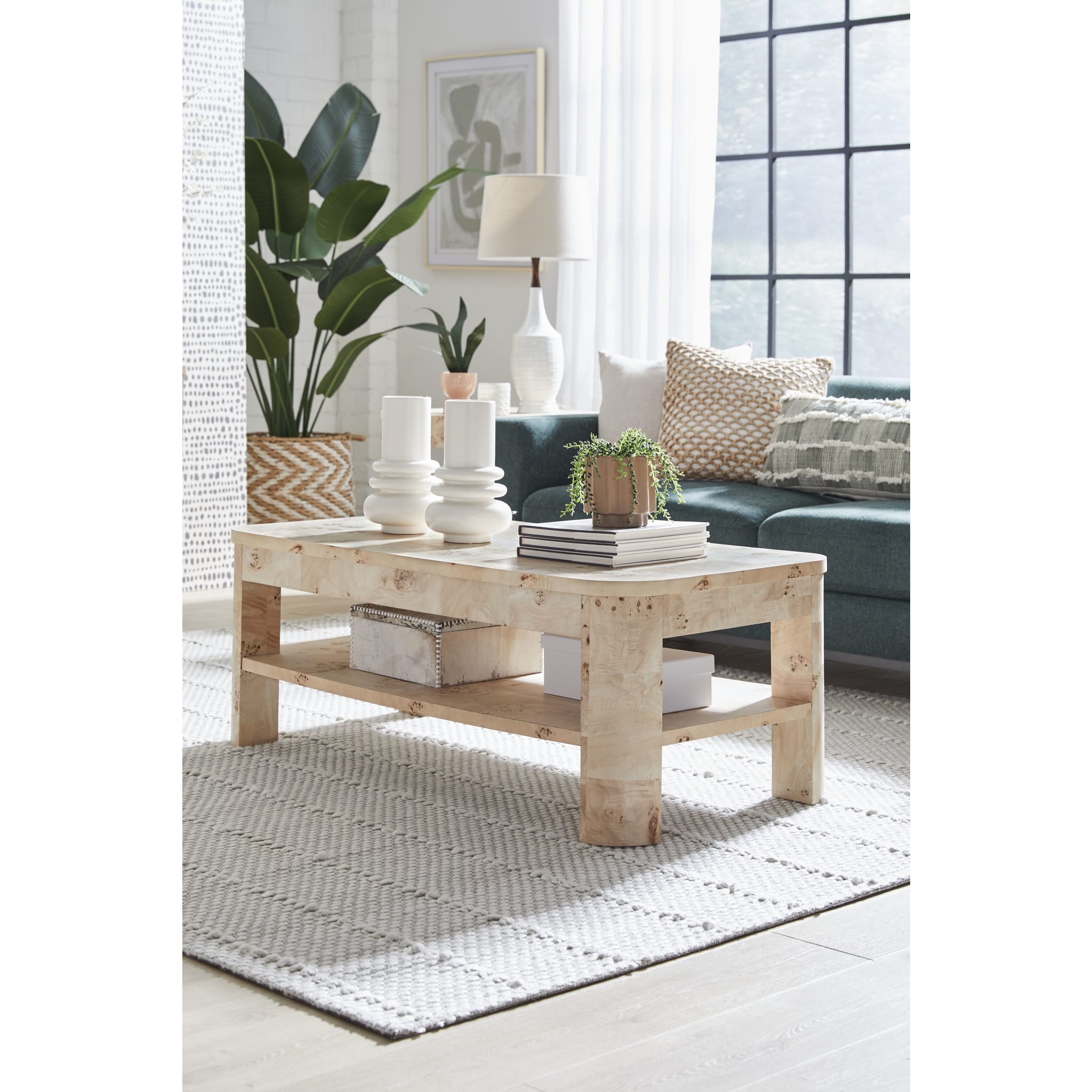 Cosmo Mappa Burl Coffee Table in Amber Kiss