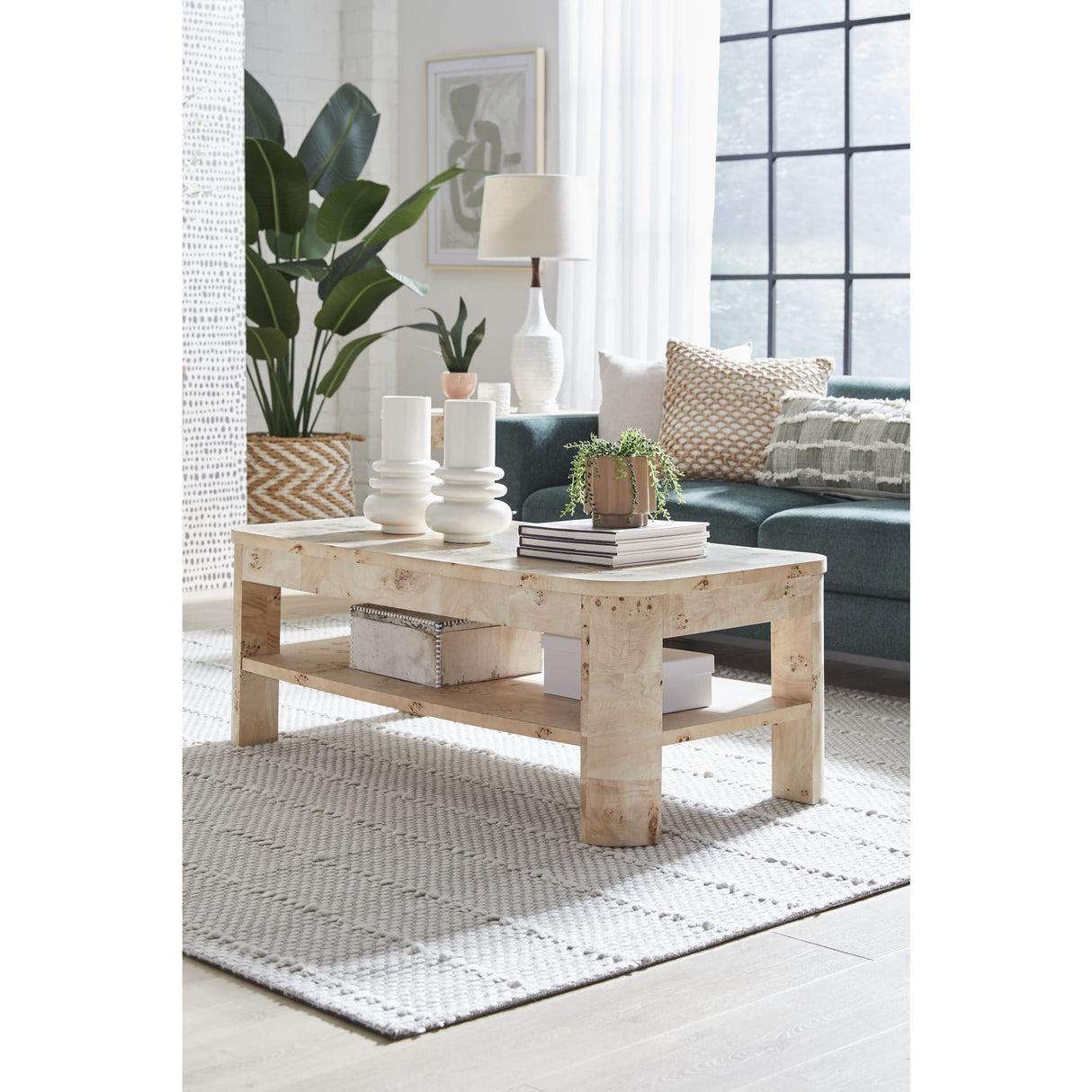 Cosmo Mappa Burl Coffee Table in Amber Kiss