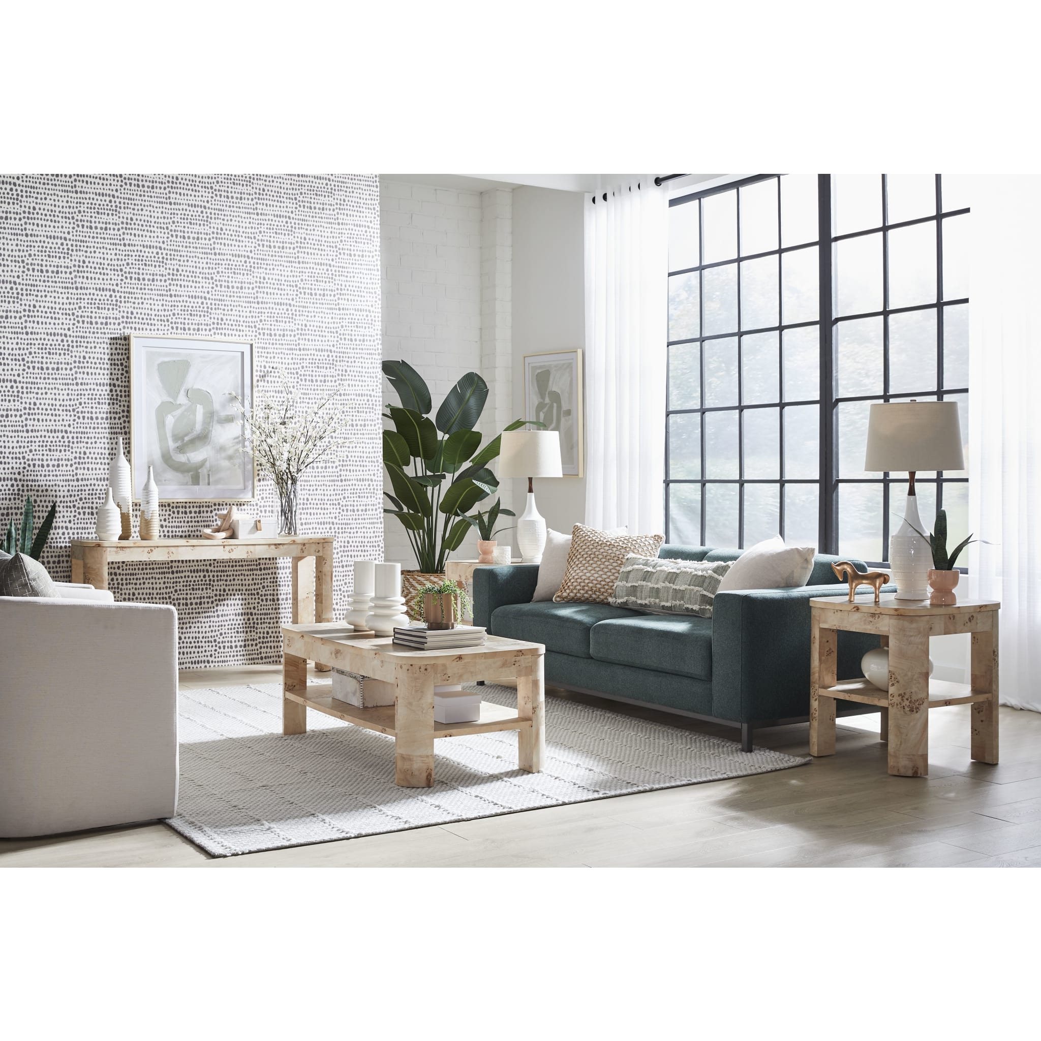 Cosmo Mappa Burl Console Table in Amber Kiss