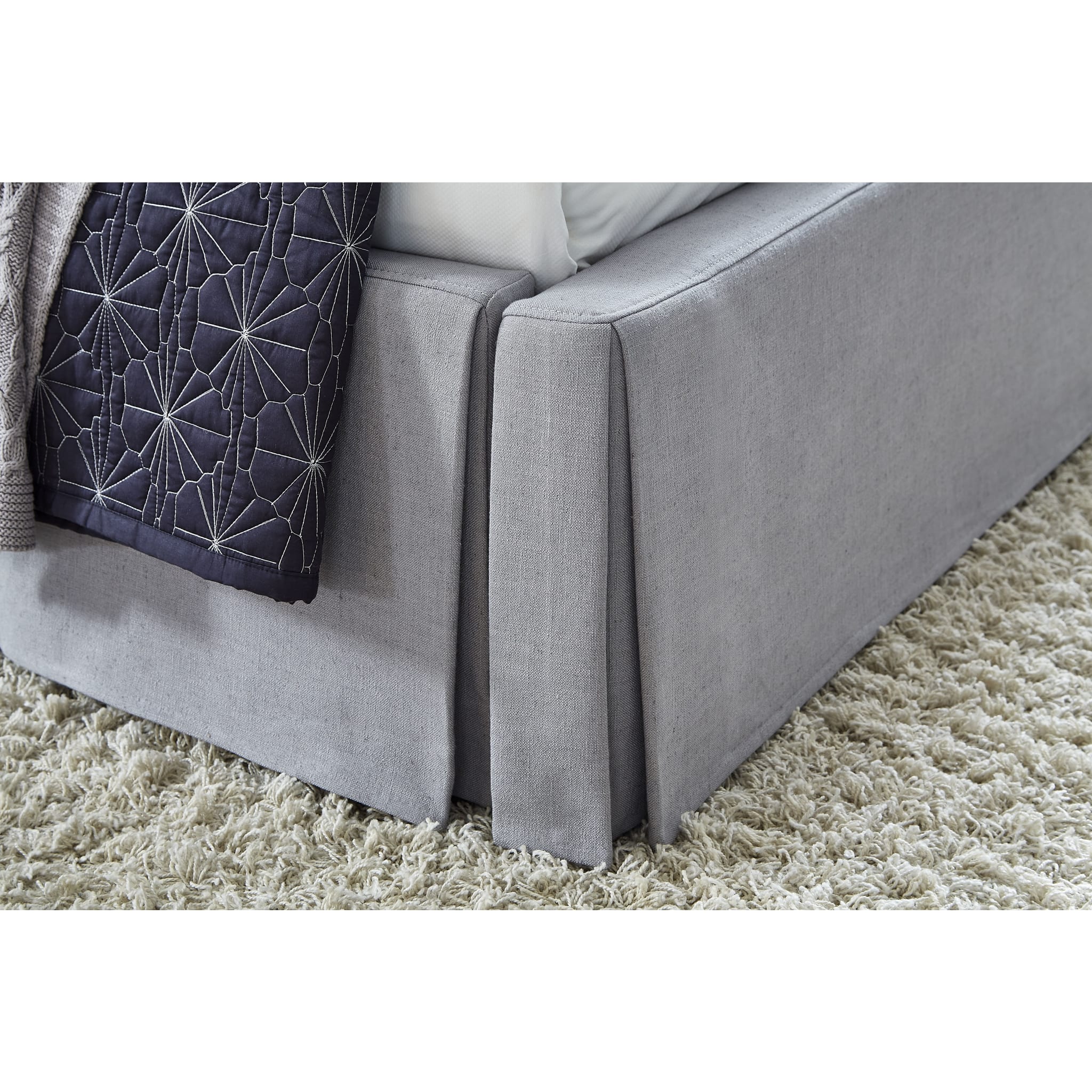 Cresta Skirted Footboard Storage Panel Bed in Fog