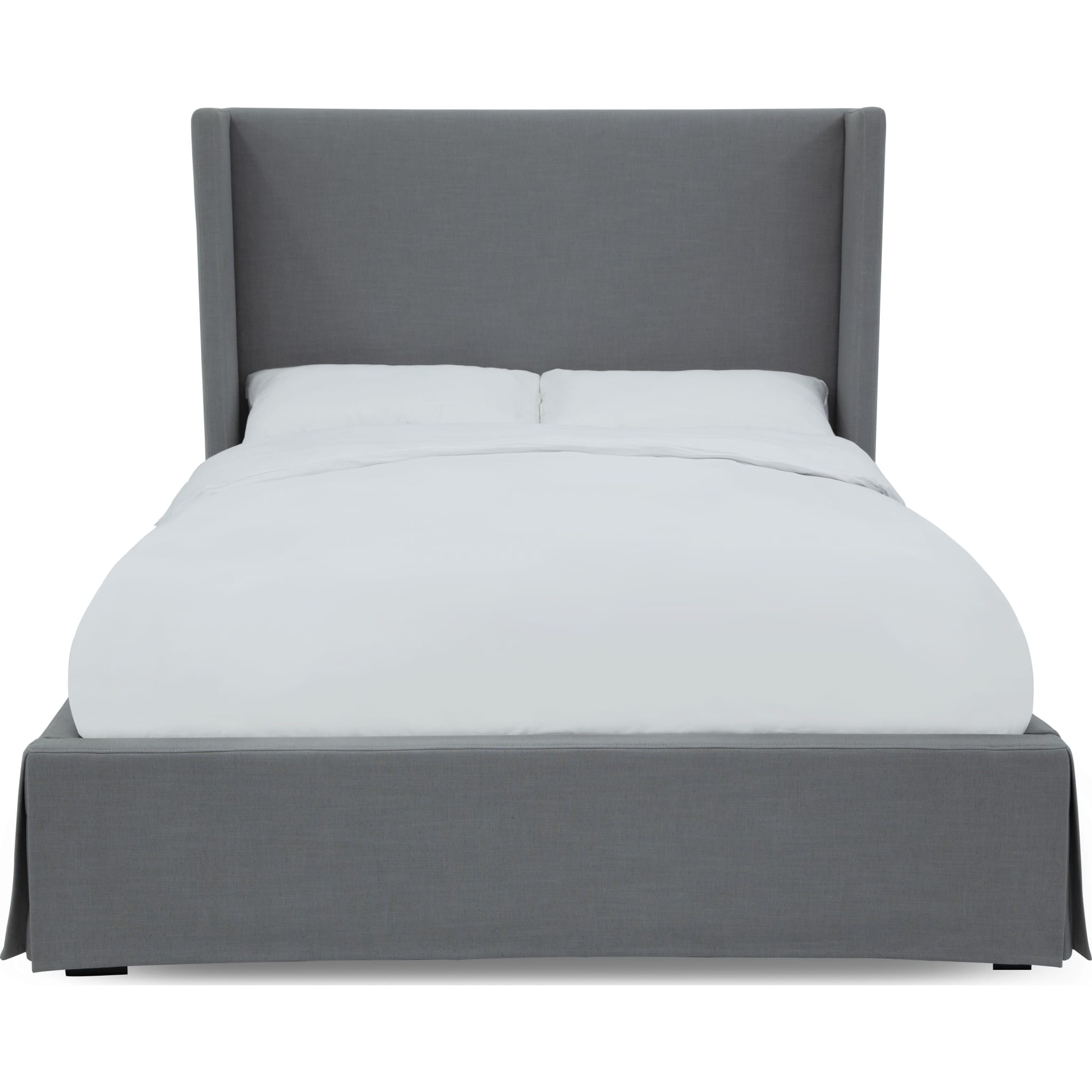 Cresta Upholstered Skirted Panel Bed in Fog