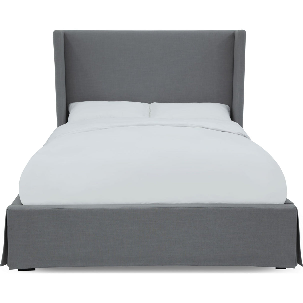 Cresta Upholstered Skirted Panel Bed in Fog