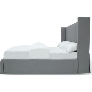 Cresta Upholstered Skirted Panel Bed in Fog