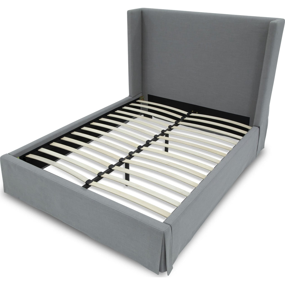 Cresta Upholstered Skirted Panel Bed in Fog