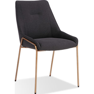 Cyrus Upholstered Dining Chair in Coal Fabric and Brushed Bronze Metal