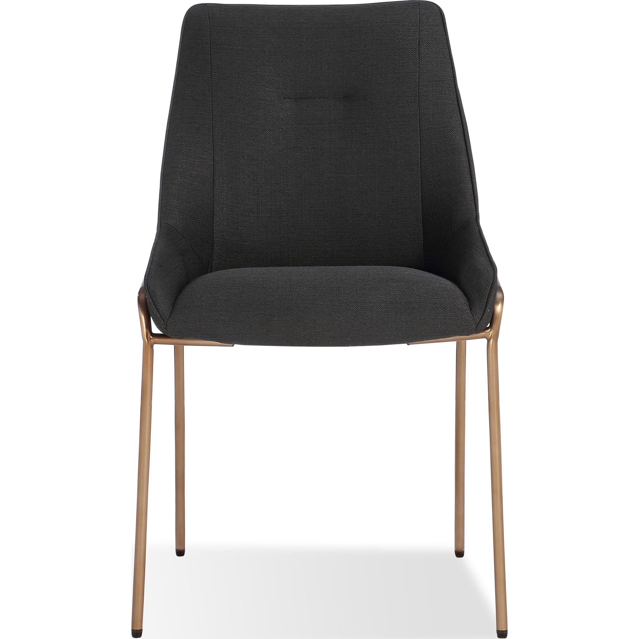 Cyrus Upholstered Dining Chair in Coal Fabric and Brushed Bronze Metal