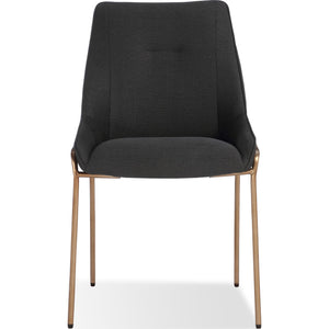Cyrus Upholstered Dining Chair in Coal Fabric and Brushed Bronze Metal