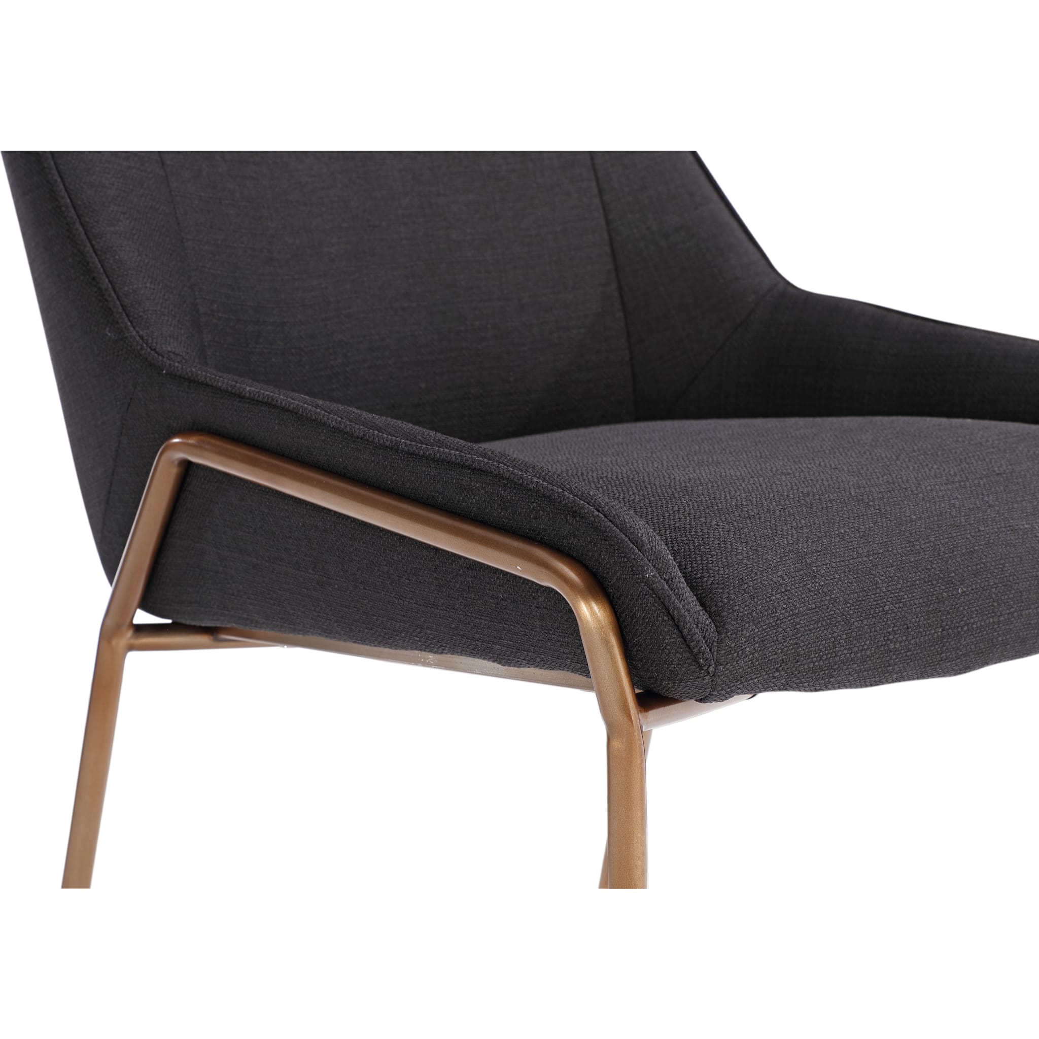 Cyrus Upholstered Dining Chair in Coal Fabric and Brushed Bronze Metal
