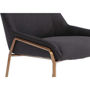 Cyrus Upholstered Dining Chair in Coal Fabric and Brushed Bronze Metal