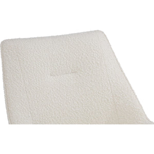 Cyrus Upholstered Dining Chair in Cottage Cheese Boucle and Brushed Bronze Metal