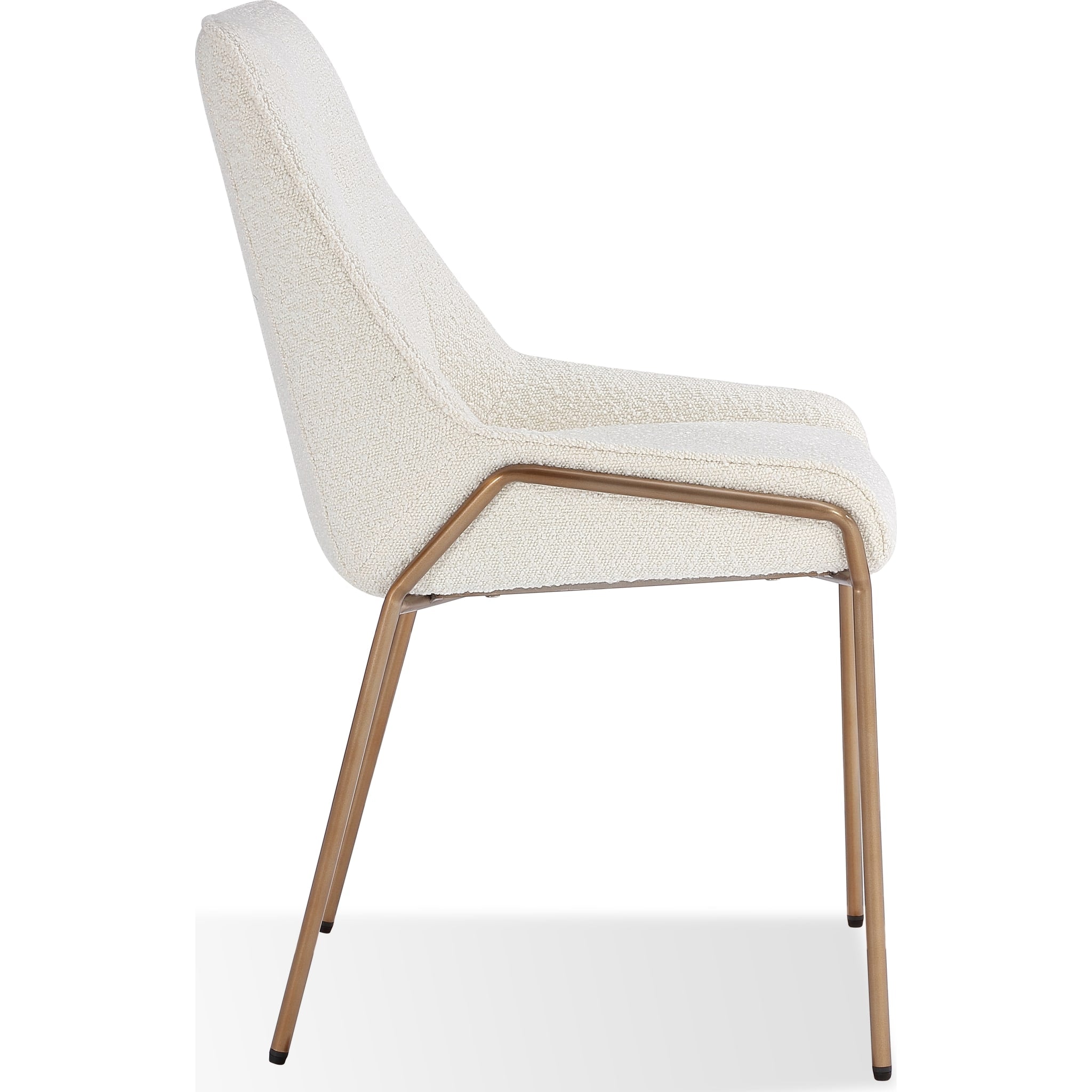 Cyrus Upholstered Dining Chair in Cottage Cheese Boucle and Brushed Bronze Metal