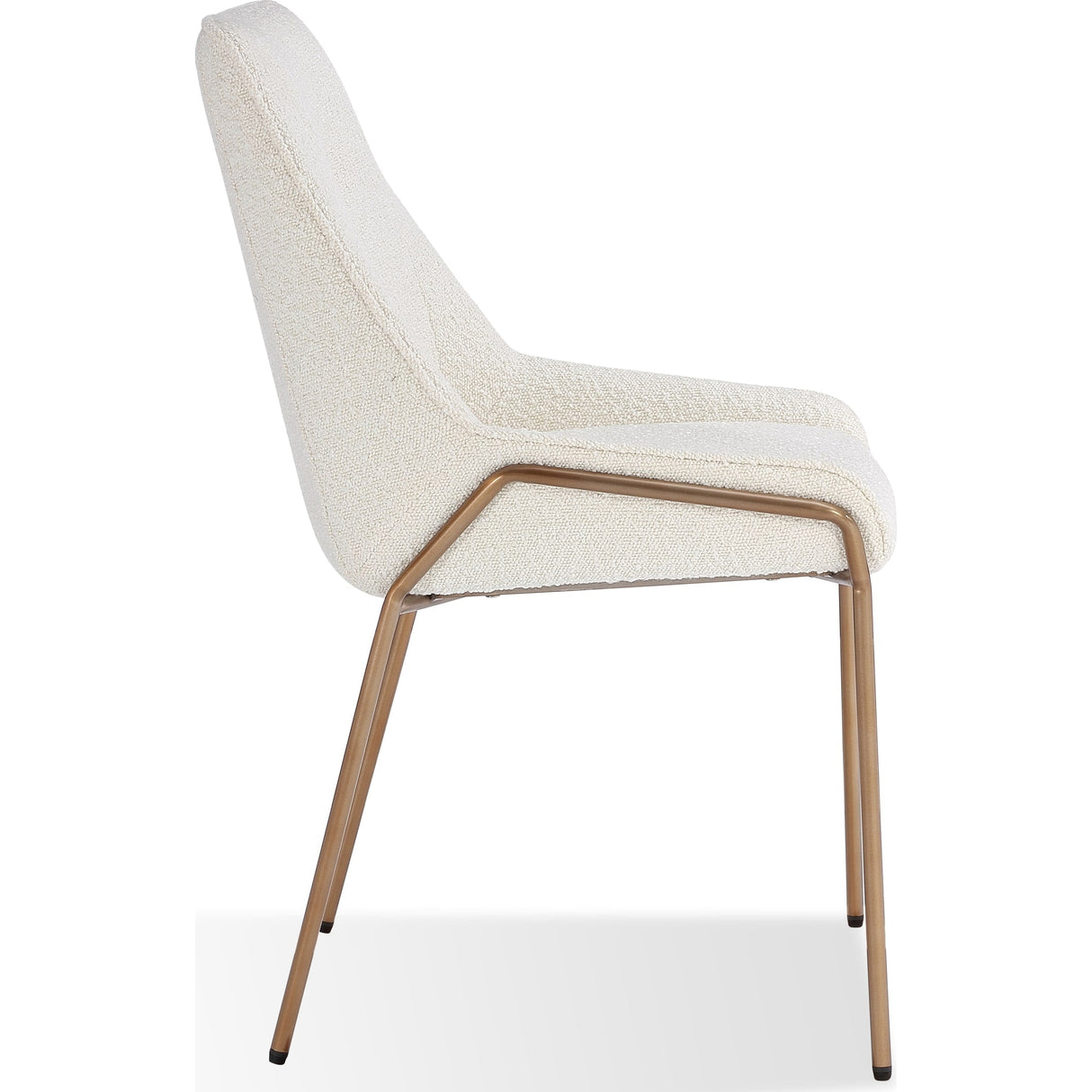Cyrus Upholstered Dining Chair in Cottage Cheese Boucle and Brushed Bronze Metal
