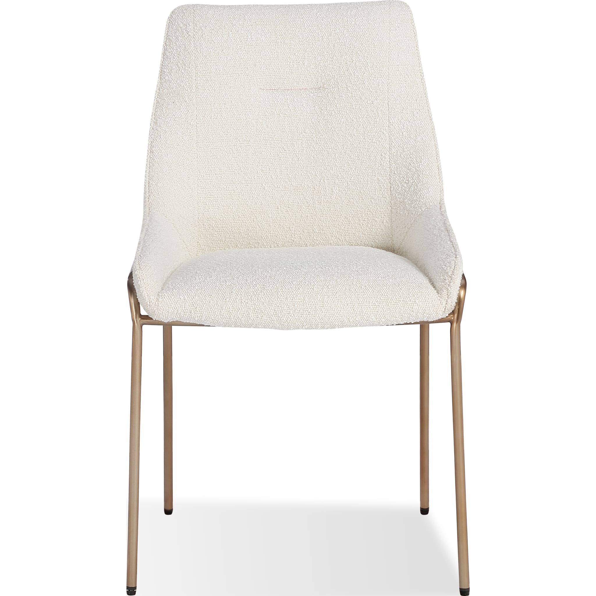Cyrus Upholstered Dining Chair in Cottage Cheese Boucle and Brushed Bronze Metal