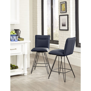 Demi Hairpin Leg Swivel Counter Stool in Cobalt