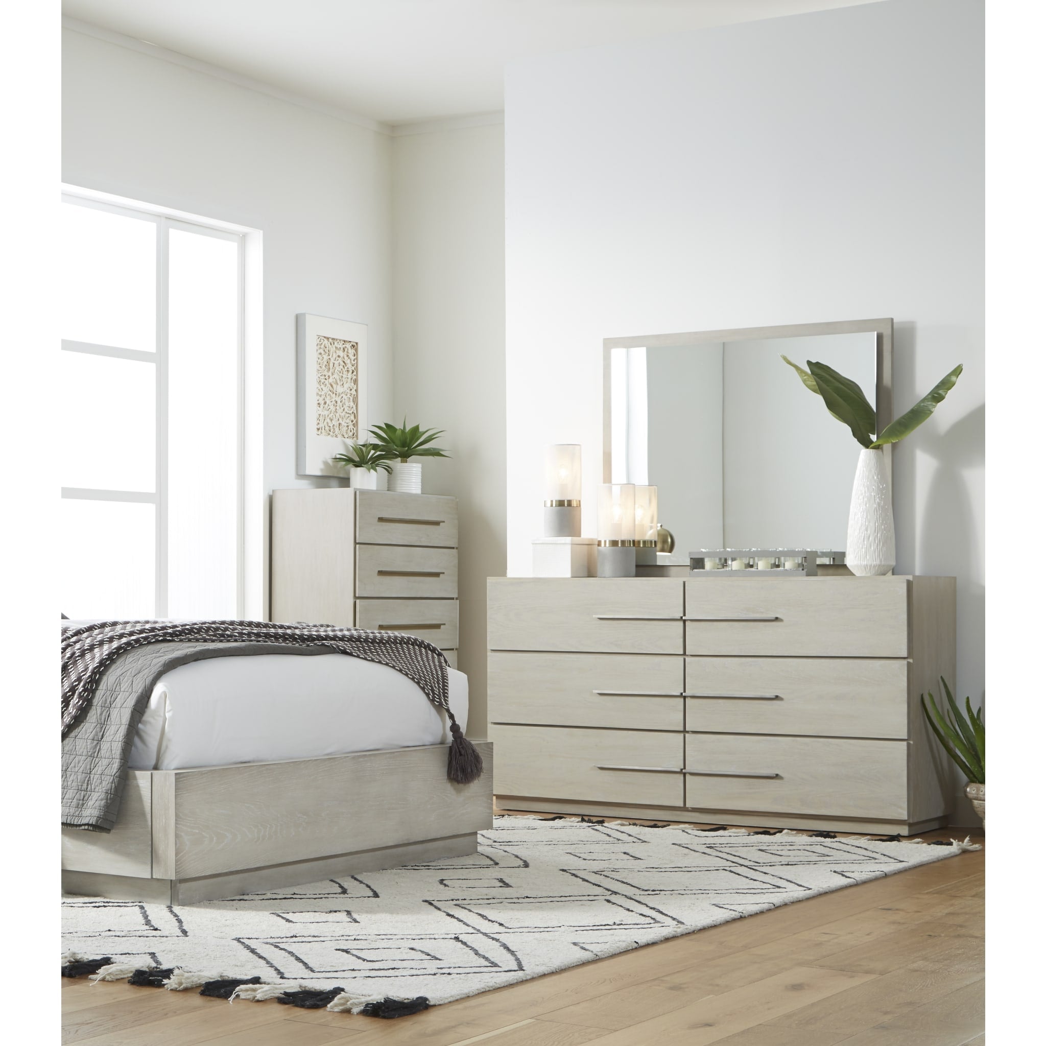 Destination Floating Glass Mirror in Cotton Grey