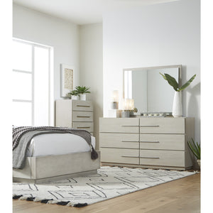 Destination Floating Glass Mirror in Cotton Grey