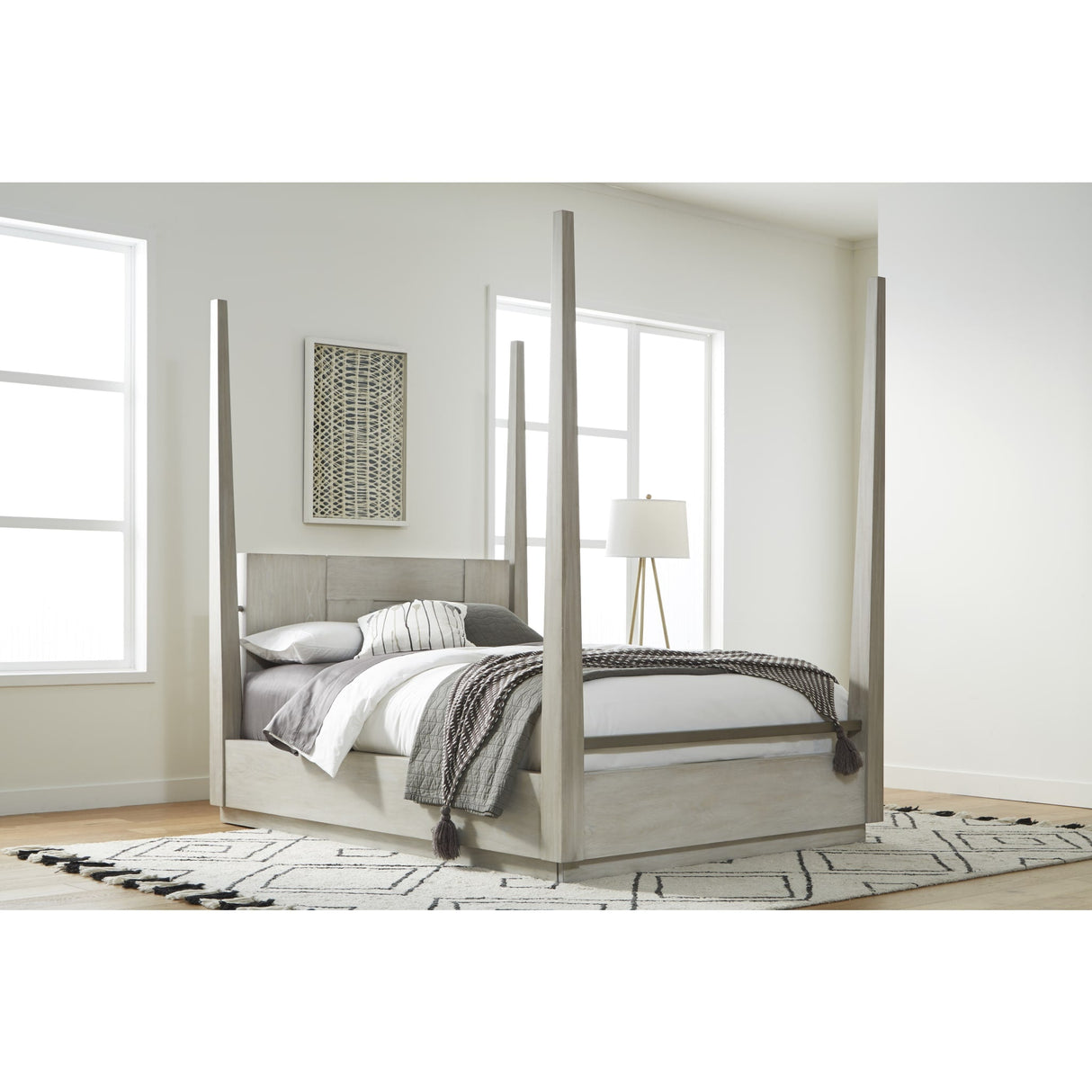 Destination Wood Poster Bed in Cotton Grey