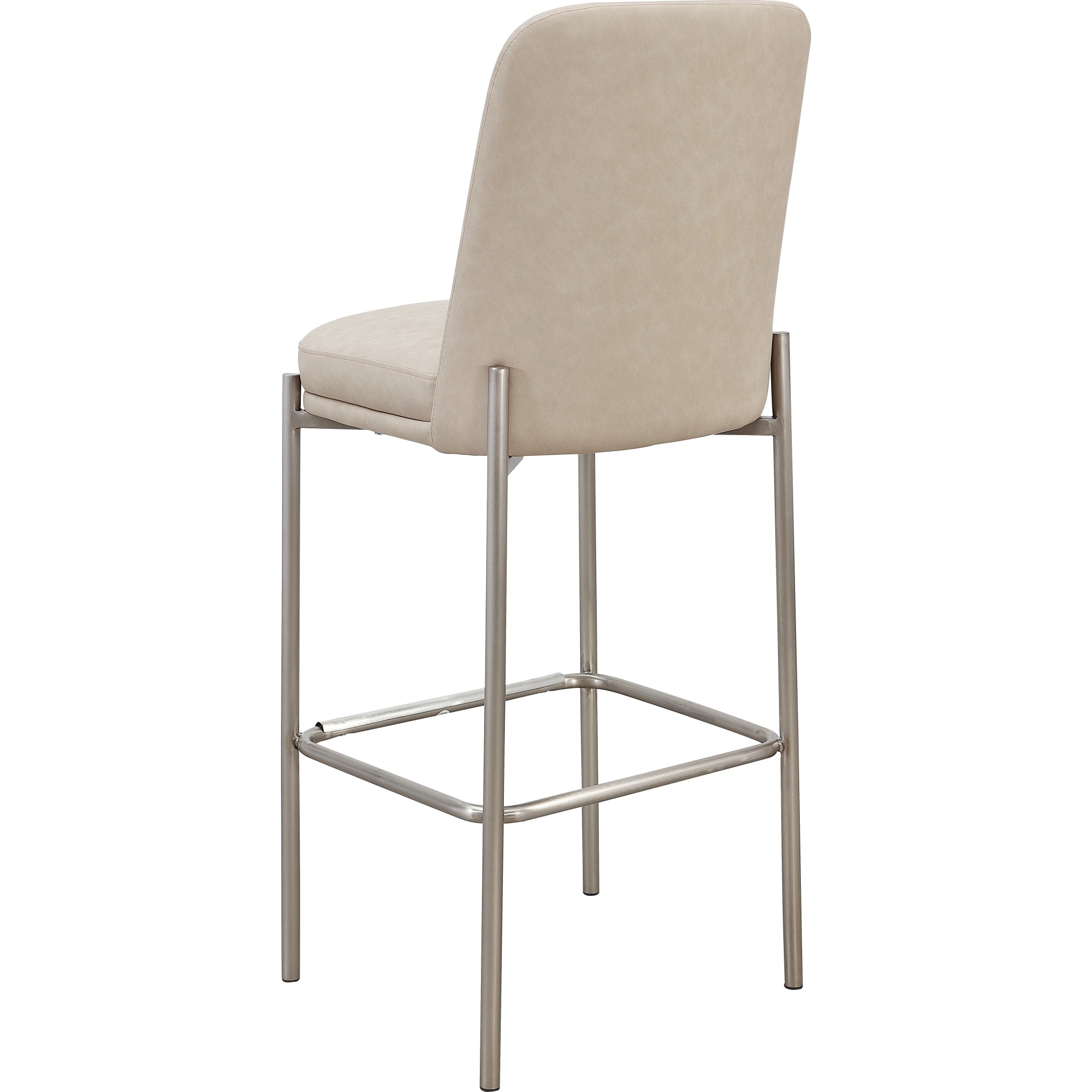 Dion Upholstered Bar Stool in Camel Synthetic Leather and Brushed Nickel Metal