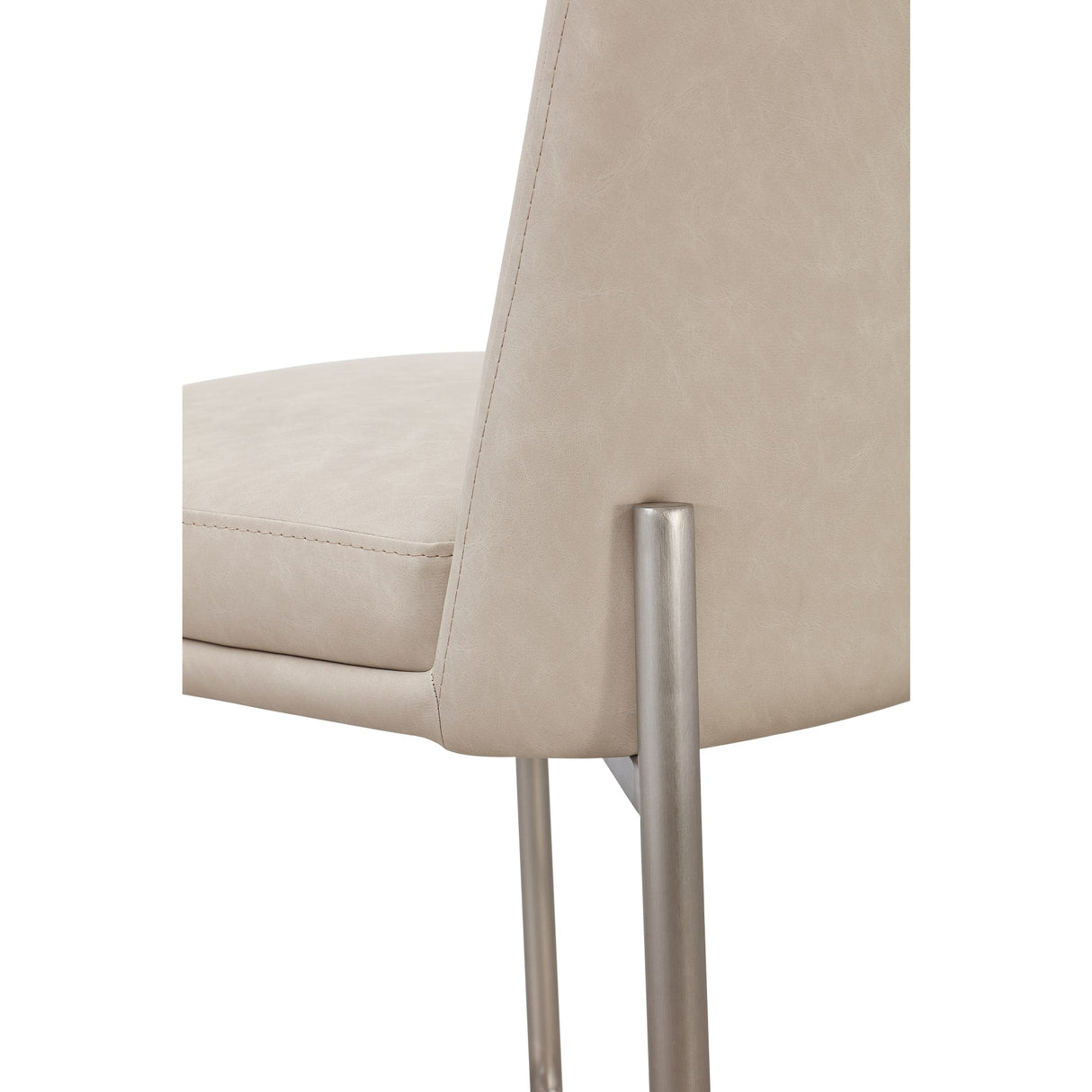 Dion Upholstered Bar Stool in Camel Synthetic Leather and Brushed Nickel Metal