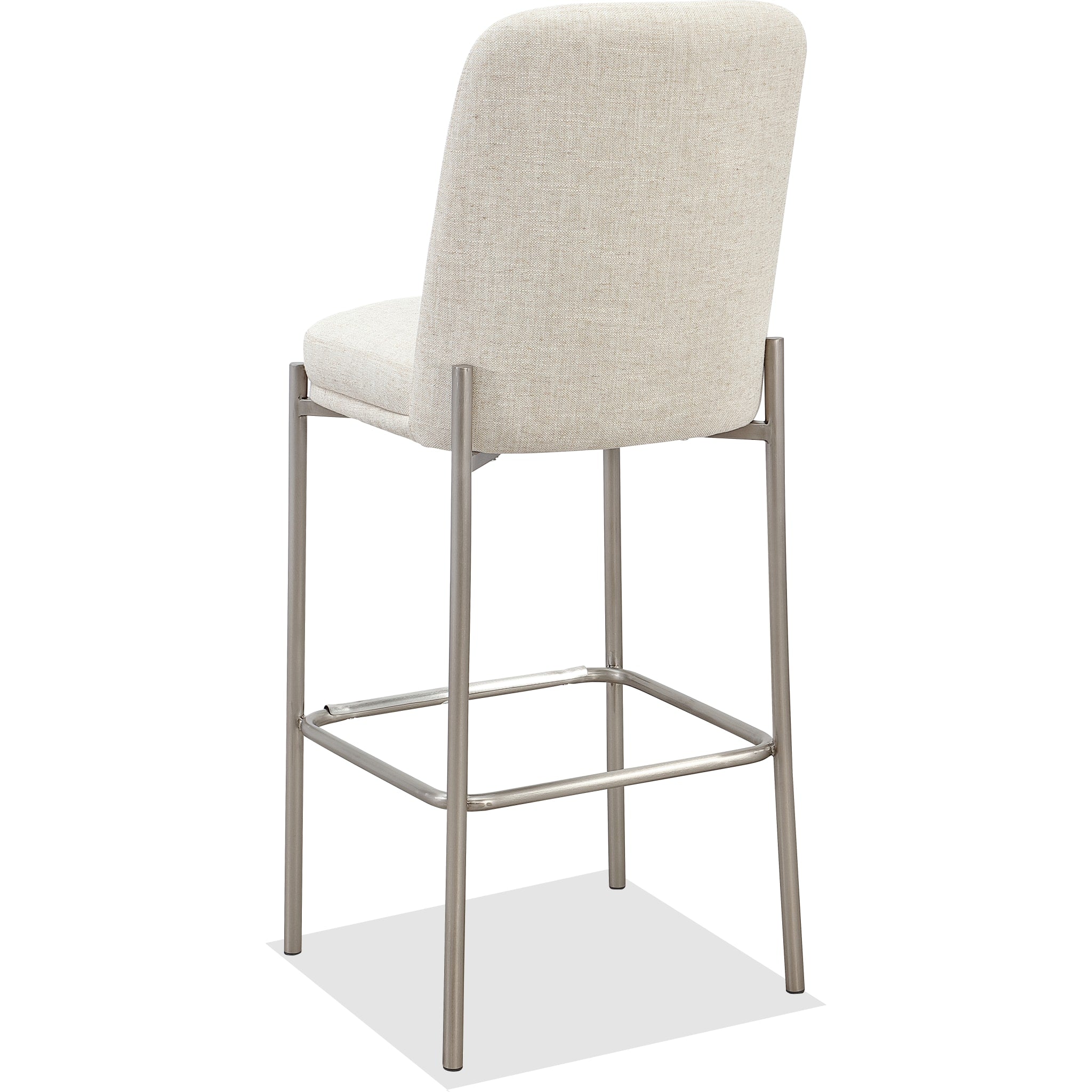 Dion Upholstered Bar Stool in Natural Light Linen and Brushed Nickel Metal