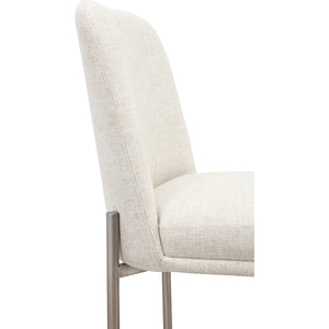 Dion Upholstered Bar Stool in Natural Light Linen and Brushed Nickel Metal