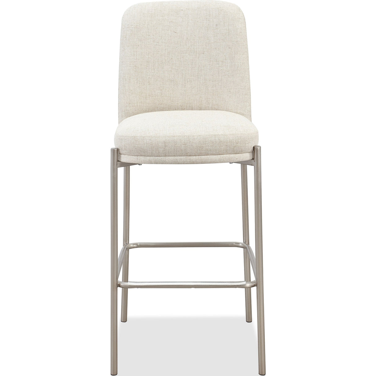 Dion Upholstered Bar Stool in Natural Light Linen and Brushed Nickel Metal