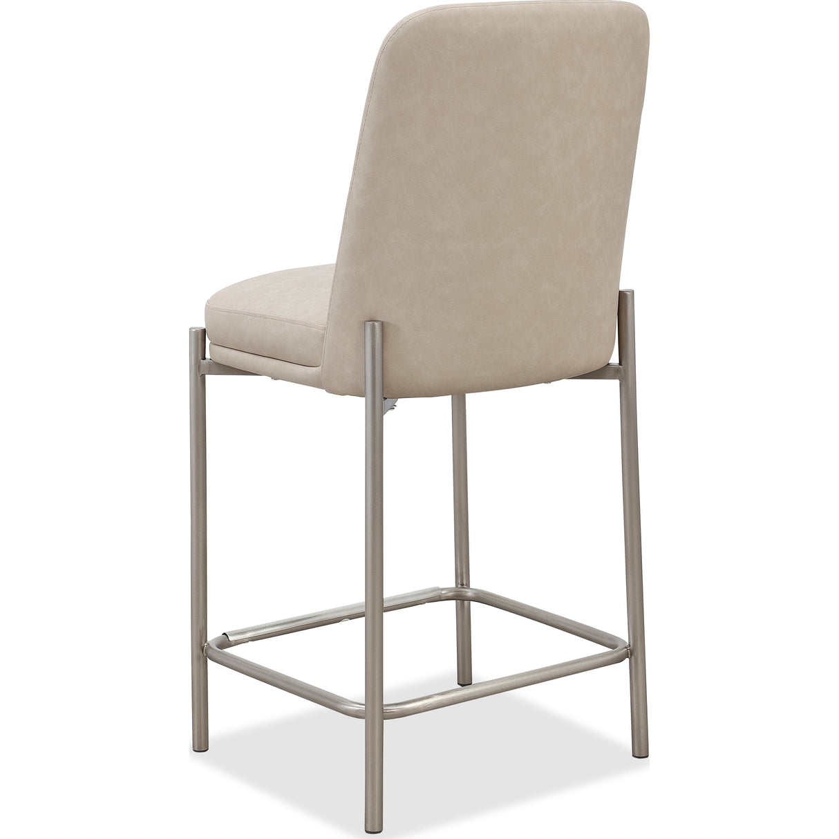 Dion Upholstered Counter Stool in Camel Synthetic Leather and Brushed Nickel Metal