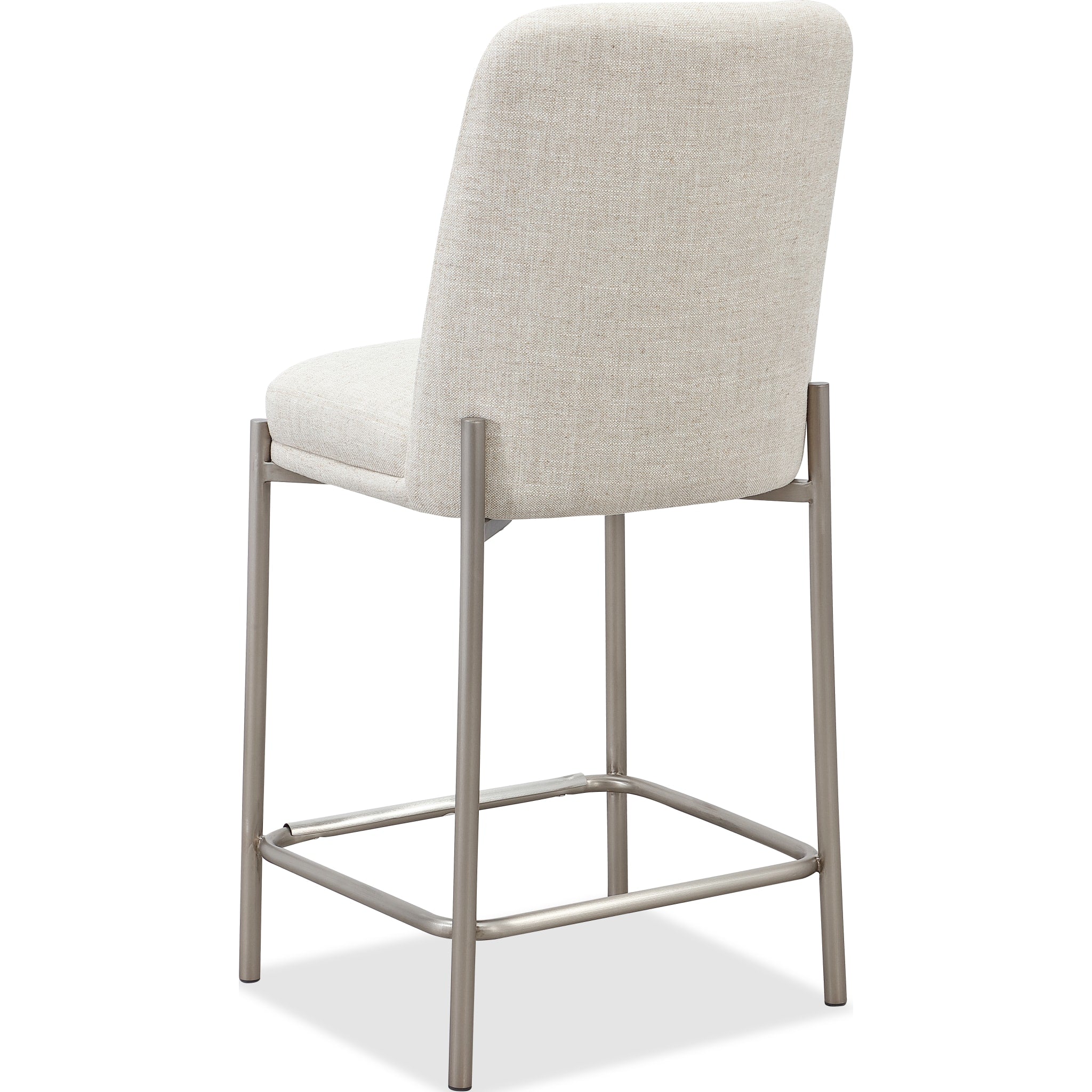 Dion Upholstered Counter Stool in Natural Light Linen and Brushed Nickel Metal