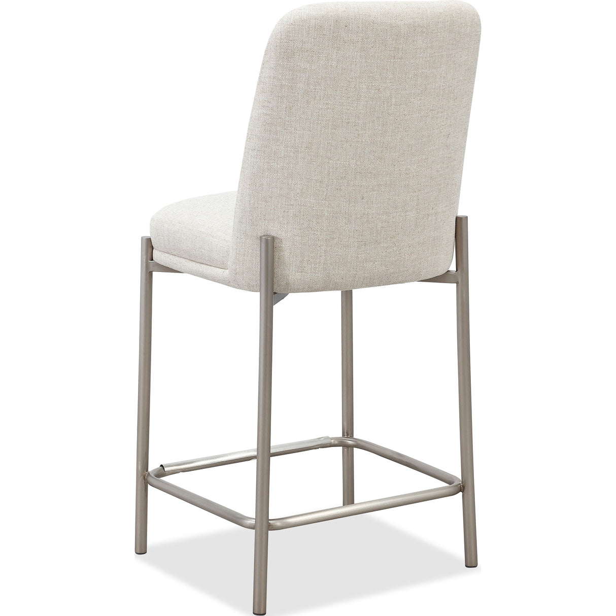 Dion Upholstered Counter Stool in Natural Light Linen and Brushed Nickel Metal