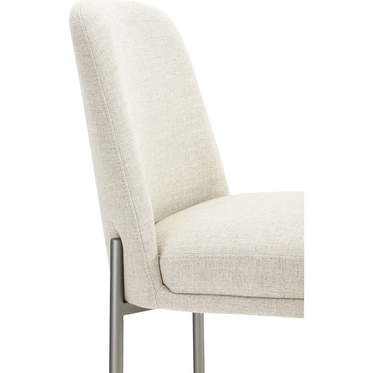 Dion Upholstered Counter Stool in Natural Light Linen and Brushed Nickel Metal
