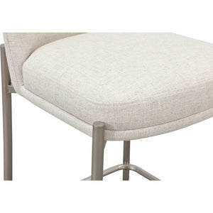 Dion Upholstered Counter Stool in Natural Light Linen and Brushed Nickel Metal