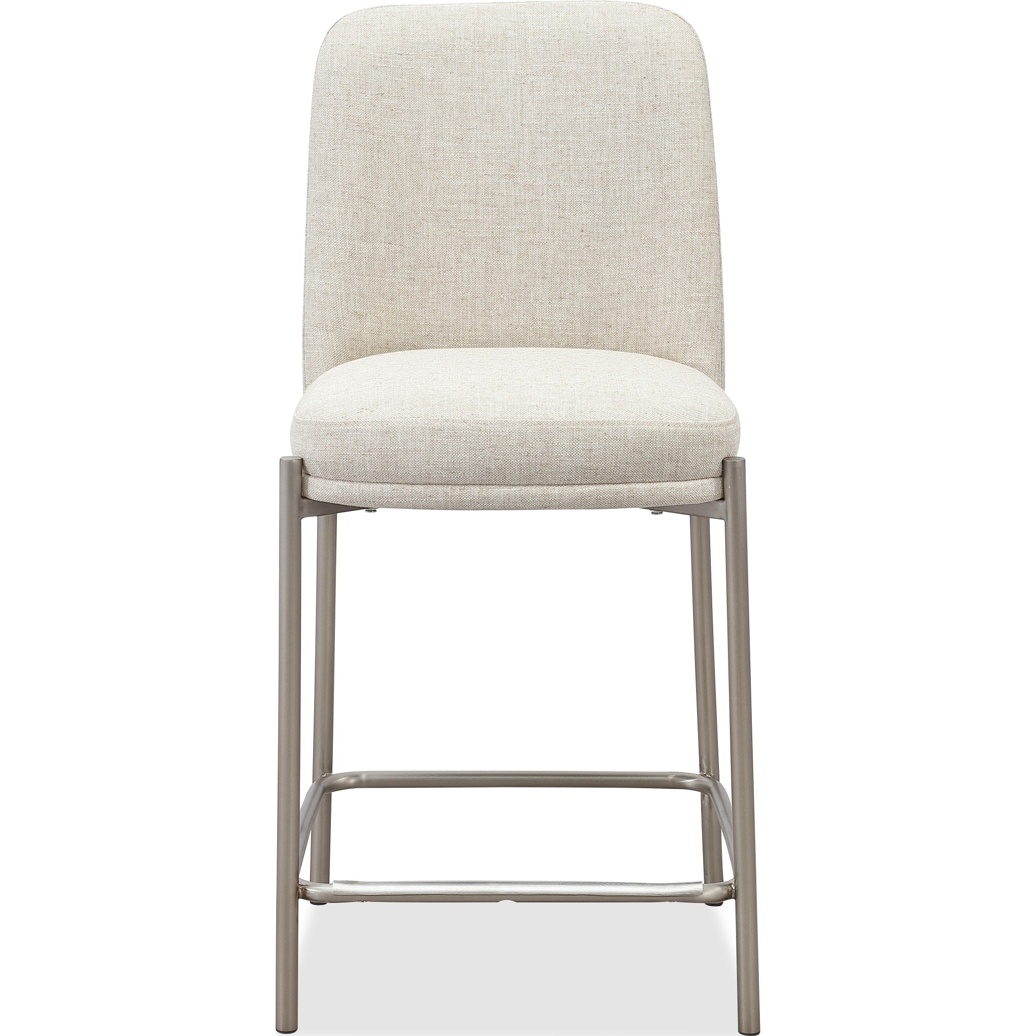 Dion Upholstered Counter Stool in Natural Light Linen and Brushed Nickel Metal