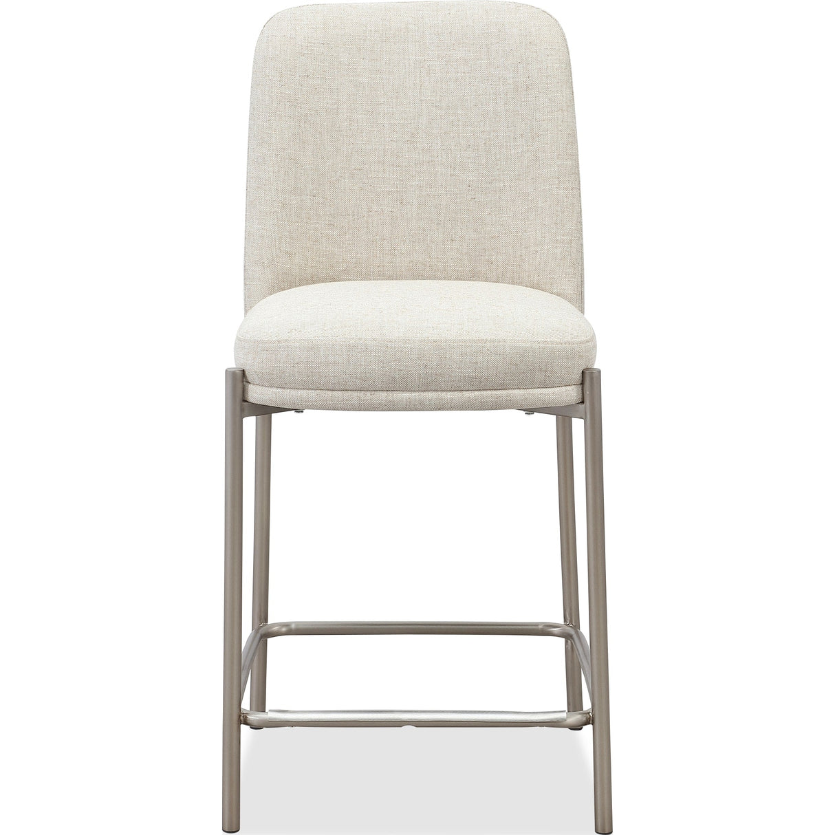 Dion Upholstered Counter Stool in Natural Light Linen and Brushed Nickel Metal